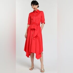 Topshop Vibrant Red Long Sleeve  Dress